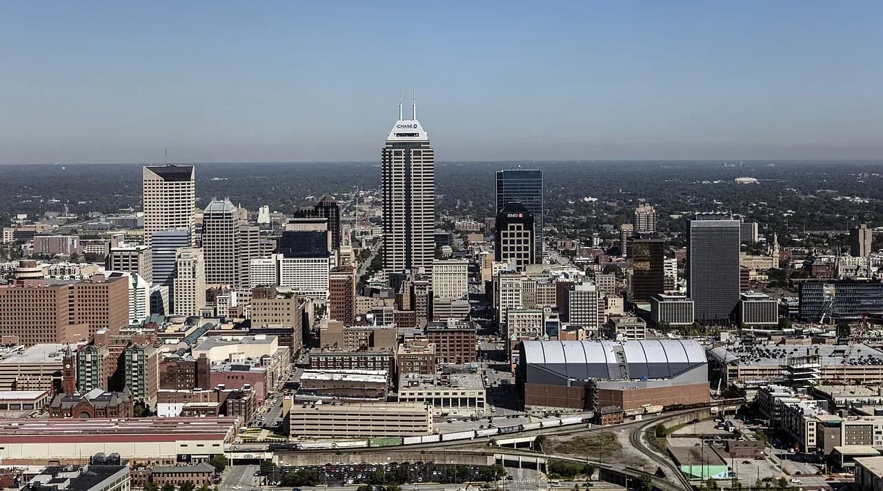 indiana cityscape and surrounding landscape